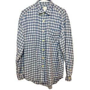 Vintage Old Navy Plaid Flannel Button Down Shirt Blue Red Size Large Y2K 90s